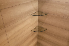 beige/grey panels glass shelves